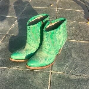 Green Western Ankle Boots